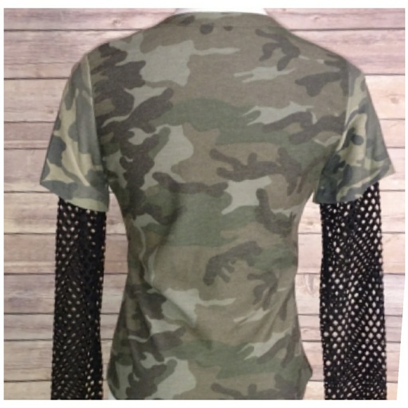 🔹Camouflage 🔹Top with mesh sleeves - Picture 3 of 7